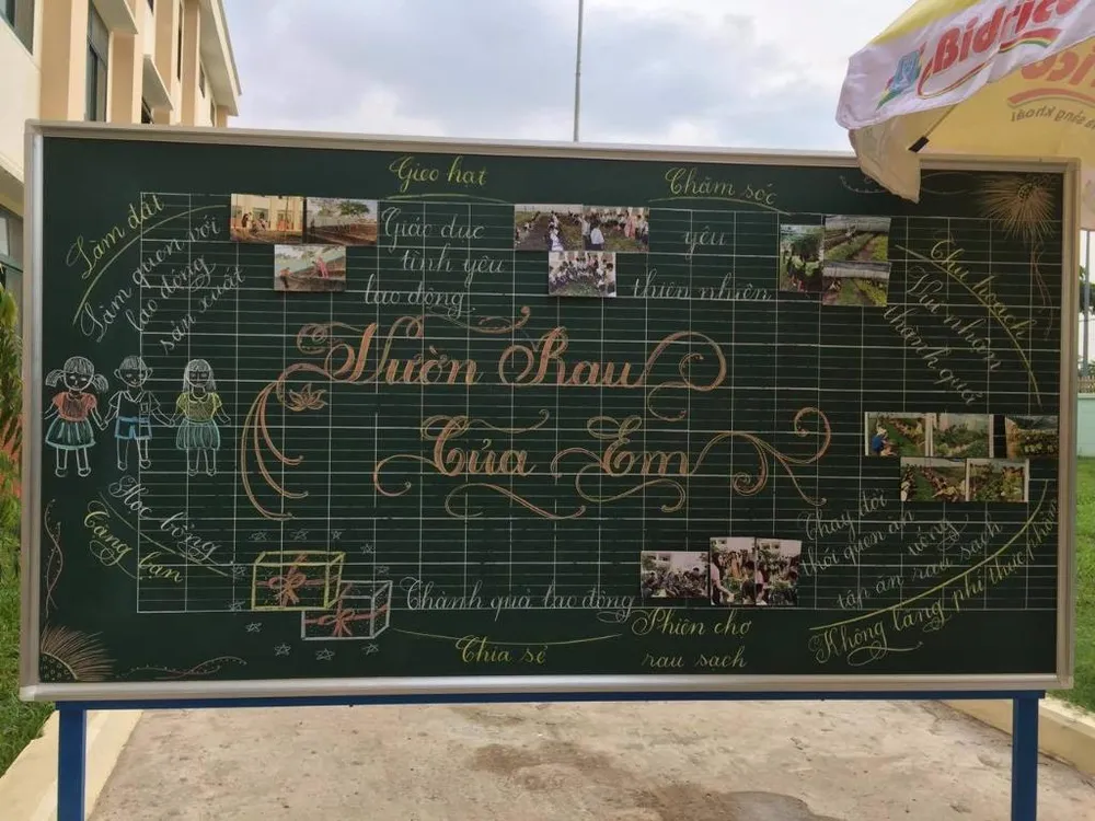 Bảng kế hoạch "vườn rau của em" được thiết kế rất chi tiết